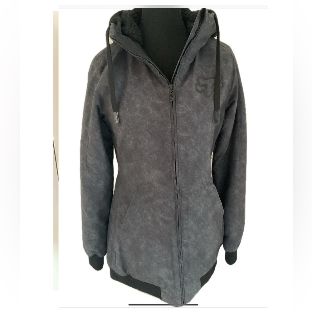 FOX Racing Hooded Grey Black Women’s / Girls long Jacket .